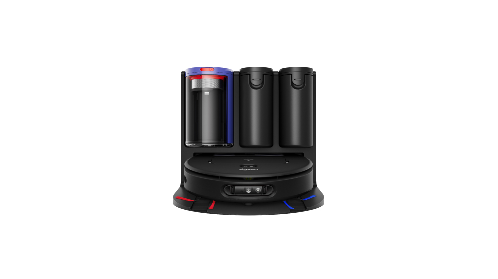 The Dyson Spot+Scrub Ai DR30 robot vacuum in its docking station.