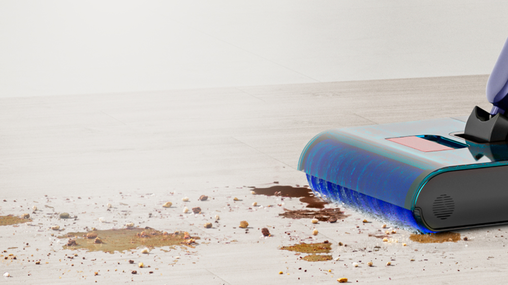 The Dyson Clean+Wash Hygiene Hard Floor Cleaner cleans dust and debris from a hard floor without the need of a vacuum.